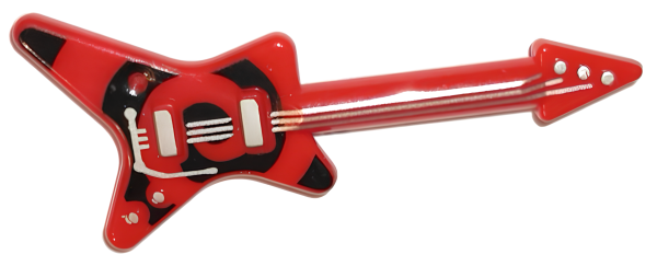 Электрическая гитара Lego 17356pb01 Utensil Musical Instrument, Guitar Electric 'ML' Type with Black Spiral on Body and Silver Strings, Bridge, and Whammy Bar Pattern